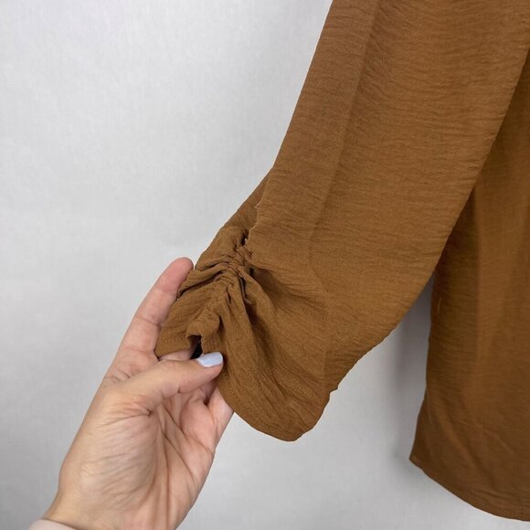 DKNY Modern Brown Long Sleeve Blouse Size Medium - Picture 4 of 14